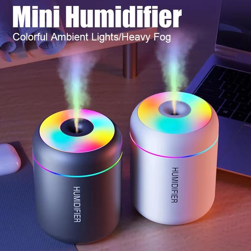 Mini Humidificateur d'Air 180ML USB Aromathérapie Diffuseur d'Arômes Électrique avec Lumières Colorées Purificateur d'Huiles Essentielles Créateur de Brume Lumières Pour Voiture Maison Chambre