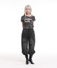 CREAM SODA LAB Camo Side Shirring One-Shoulder Crop Short Sleeve T-Shirt Gray