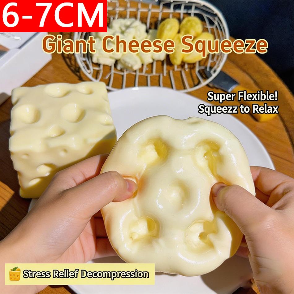 1-3Pcs Jumbo Cheese Cube Stress Ball Shapeable Squeeze Decor Non-Bounce Asmr Sensory Anti-Stress Relief Gadget Party Gifts 6/7Cm