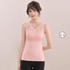 Thermal Tank Top for Women V Neck Sleeveless Camisole Top with Padded Bra Winter Warm Undershirt High Stretch Base Layer