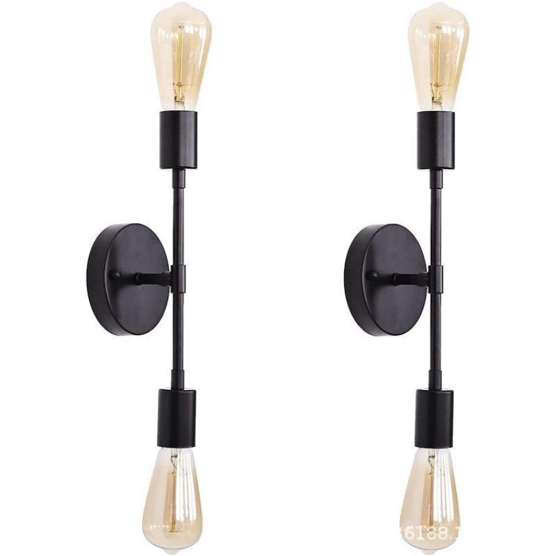 American-Style Industrial LED Double-Head Wall Lamp for Hallways, Bedrooms, and Bathroom Mirrors