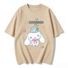 2026 Cinnamoroll marškinėliai minkštos medvilnės trumpomis rankovėmis, apvalia apykakle, mielu paveikslėliu, lengvas vasaros viršutinis drabužis moterims kasdieniam laisvalaikiui