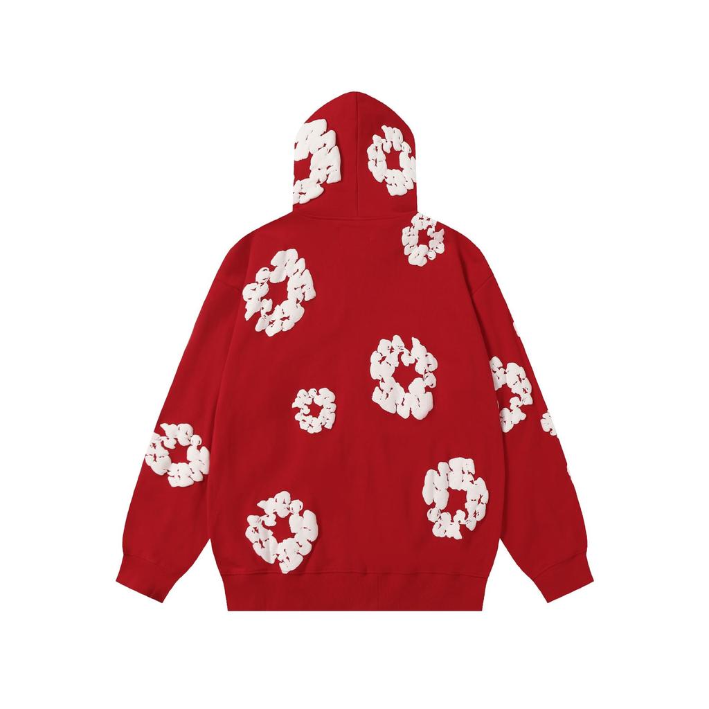 Modna bluza z kapturem i zamkiem, wypełniona pianką kapok, z nadrukiem - Jesienna moda unisex