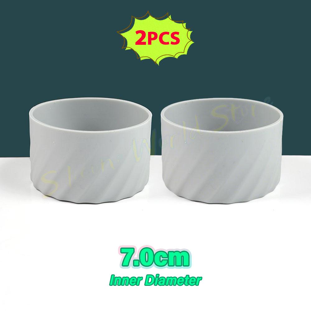 SW 2PCS 7.0CM Water Cup Silicone Boots Thermos Protective Cover Silica Gel Bottom Sleeve Anti-Slip Scratch-resistant for Stanley