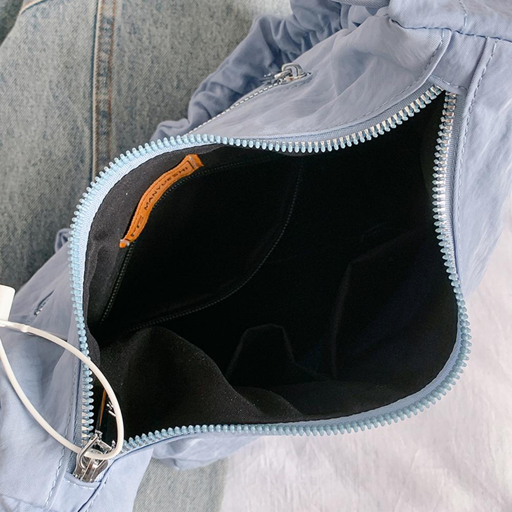Women Small Handbag Nylon Solid Simple Armpit Bag High Quality Pleated Strap Ladies Shoulder Bag Large Capacity Top Handle Totes
