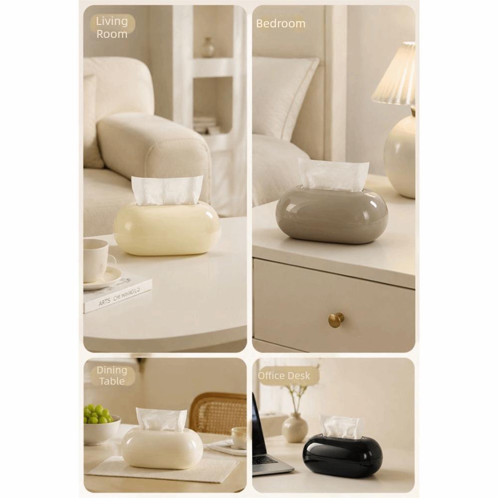 Creative Design Oval Tissue Box Non-slip Base Desktop Tissue Dispenser Dining Table
