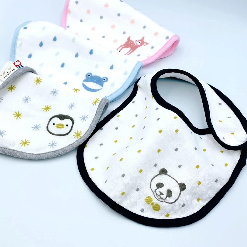 Imabari Towel KATACHI Baby Cute Cute Baby for Boys and Animal Print [kainoo] Bib, Gauze, U-Shaped, Bib, Apron, Girls, (Black Panda)