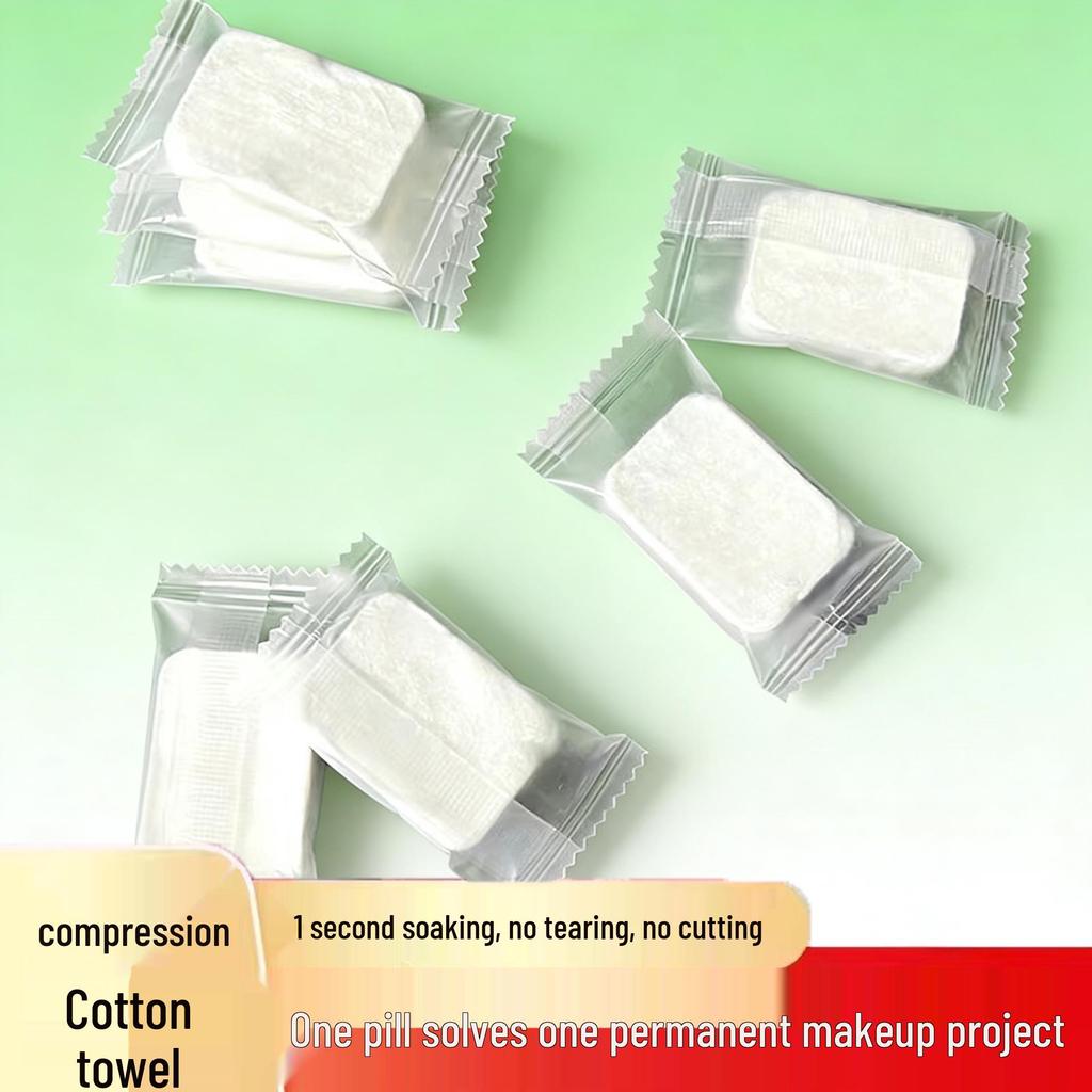 Travel-Size Compressed Embroidery Makeup Remover Pads - 12 Individually Packaged, Disposable Pearl Cotton Pads