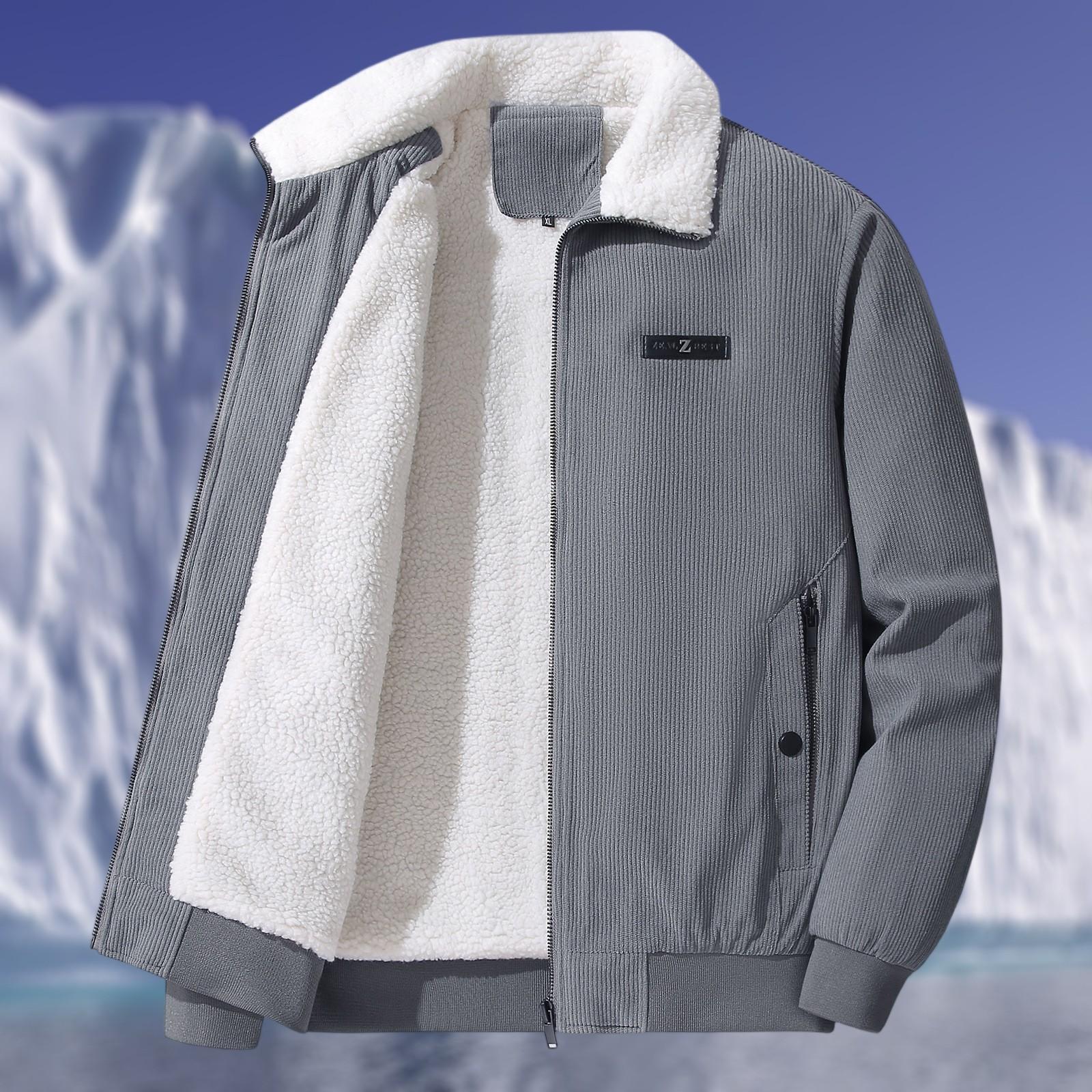 

Мужская повседневная вельветовая куртка с несколькими карманами, на флисовой подкладке, на молнии и с лацканами, теплая верхняя одежда XXL