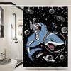 Cartoon Weltraum Astronaut Einfacher Duschvorhang Badezimmer Duschvorhang Leicht zu Reinigen und Schrubben Polyester Wasserdicht Lichtundurchlässig