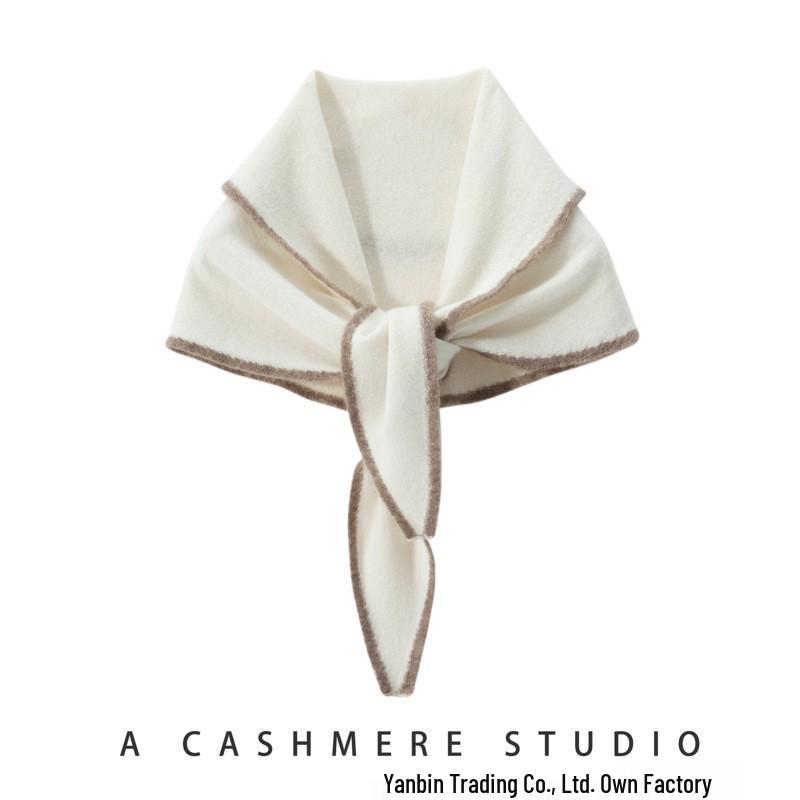 Women's Cashmere Shawl: Color-Block, Versatile Triangular Scarf and Neck Warmer, Stylish Casual Wear
