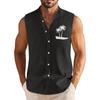Men's Summer Casual Fashion Hawaiian Printed Sleeveless Button-Down Shirt