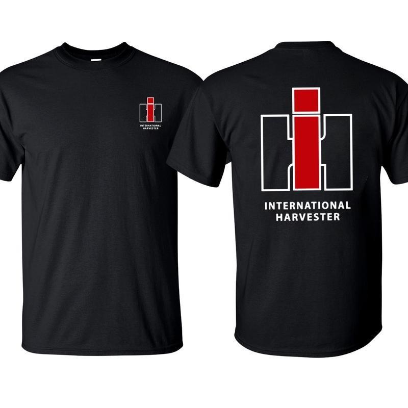 T-Shirt IH Farm Life Nera a Due Lati T-Shirt Trattore IH Abbigliamento da Fattoria Unisex Manica Corta