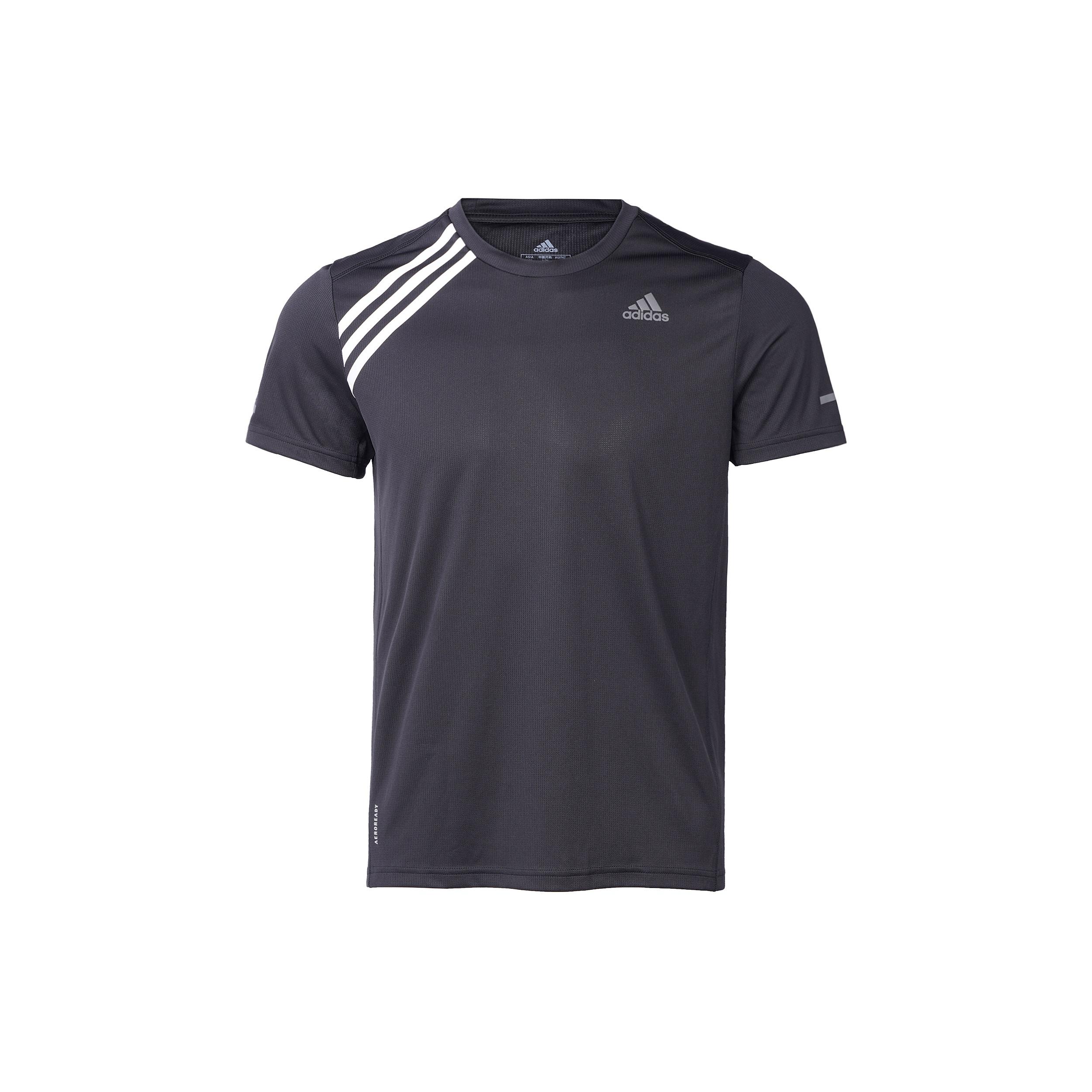adidas Plaid RunningTrainingShort-sleeveTee Men Black Men s ED9294 S