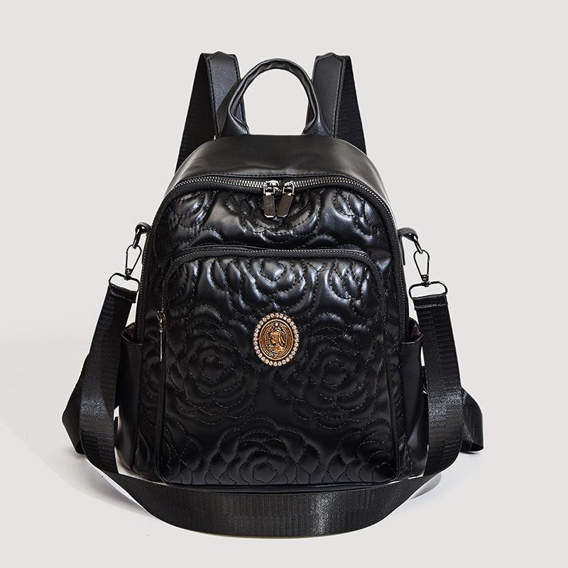 

Зимний новый рюкзак 2024 года, женский нишевый дизайн, повседневный рюкзак из мягкой кожи, персонализированный тренд, простой иностранный стиль, школьный рюкзак чёрный