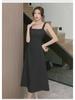 Women's French-Style White Suspender Dress - Summer Cool, Square Neck, Slim Waist, A-Line Long Skirt