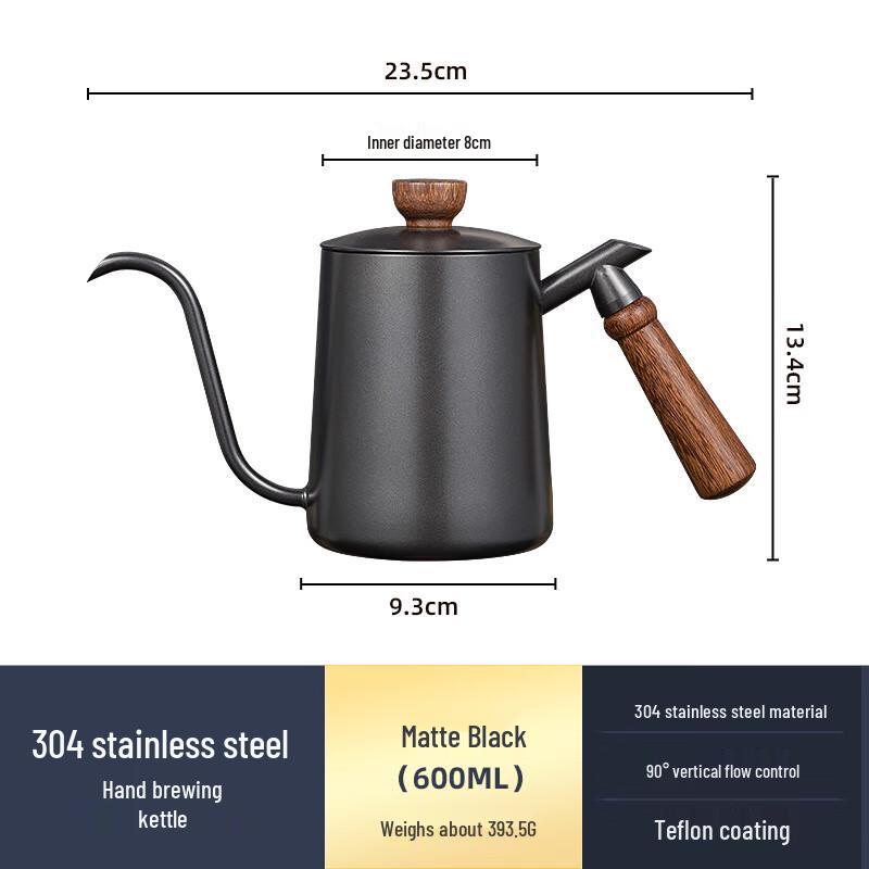 Pabe 600ML Wooden Handle Stainless Steel Pour Over Coffee Kettle