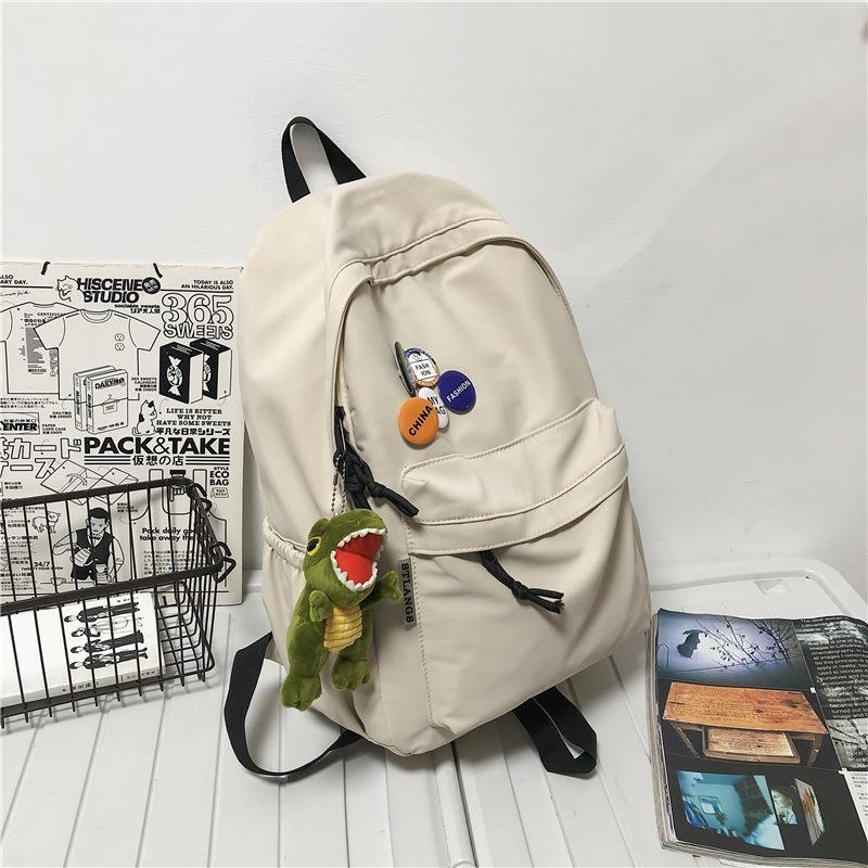 Schoolbag Backpack Men's Simple Lightweight Large Capacity Versatile Backpack Japanese Junior High School Student School Bag Women Send Badges