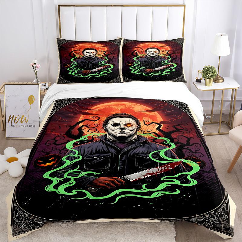 3pcs Horror Knife Duvet Cover Set, 1 Duvet Cover + 2 Pillowcases (No Insert), High-Definition Print, Home & Dorm Set Yy251208059