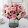 Artificial Peony Flowers Silk Hydrangea Bouquets Artificial Roses Fake Plants for Spring Autumn Decorations, Wedding Vase for Home, Dining Room