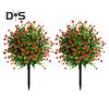 Artificial Topiary Ball Trees UV Resistant Faux Plants with Flowers Faux Greenery Shrubs with Ground Spike for Indoor Yard Porch Decoration