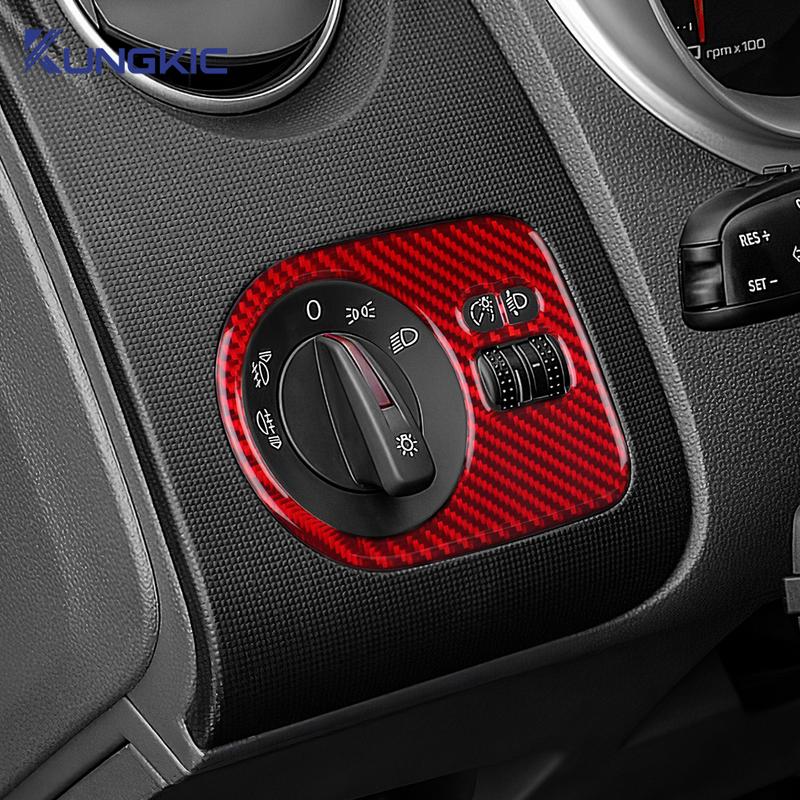 For Seat Ibiza 6j 2009 2010 2011 2012 2013 2014 Real Soft Carbon Fiber Sticker LHD RHD Car Headlight Switch Frame Interior Trim