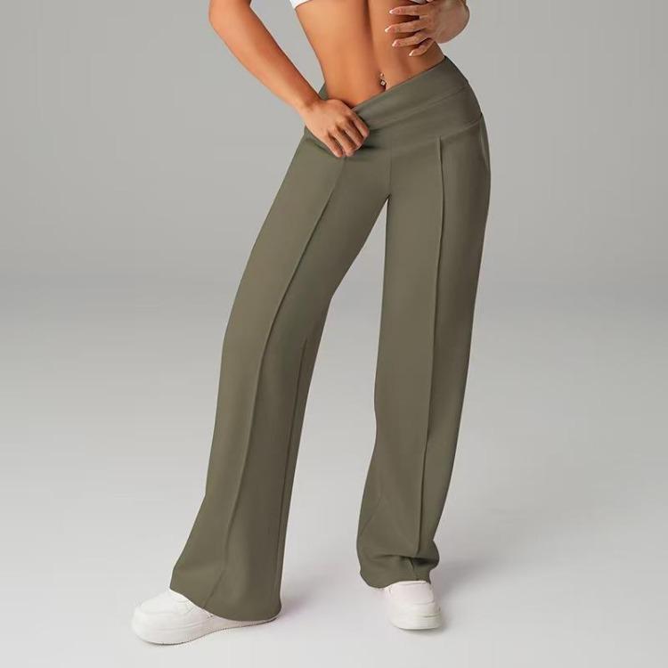 High Waist Workout Pants for Women Straight Leg Sports Trousers with Pockets Outdoor Casual Comfort Slim Fit Long Pants
