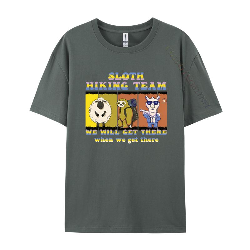 Sloth Llama Hiking Team We Will Get There Tshirt Men Stylish T Shirts TShirt Alternative Men Clothes Normal