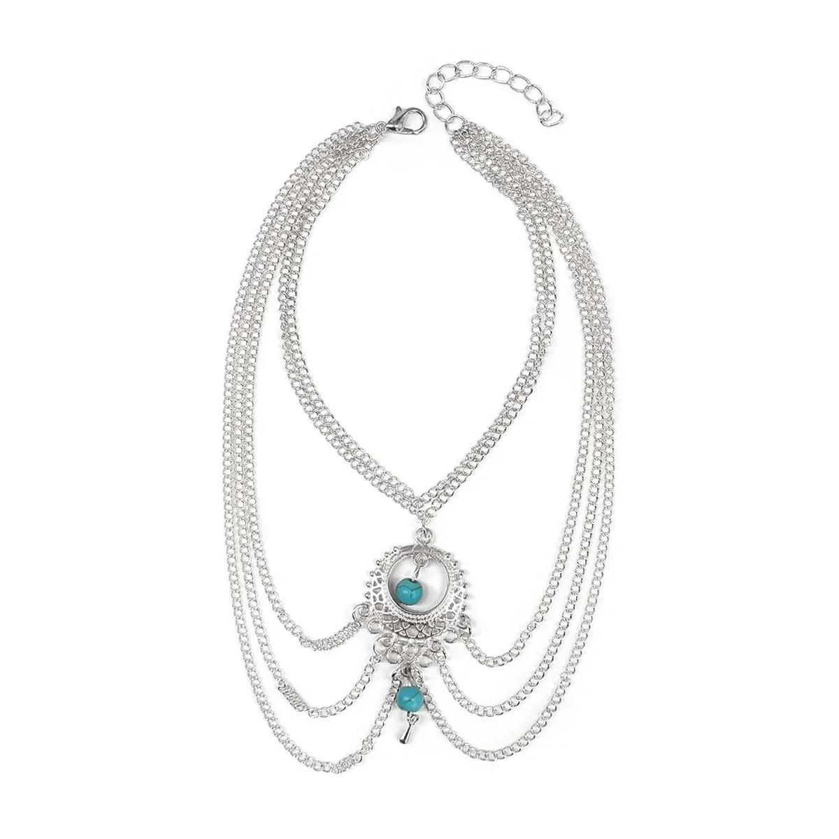 

Шнурки на щиколотку Seaside Beach Винтажные ажурные бирюзовые цепочки на щиколотку с каплями воды Богемные цепочки на щиколотку с кисточками Геометрические 2