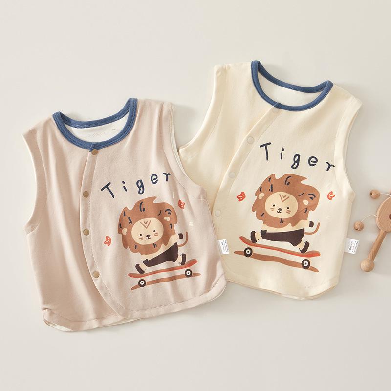 Double-Layer Pure Cotton Baby Cardigan: Winter Vest for Boys & Girls