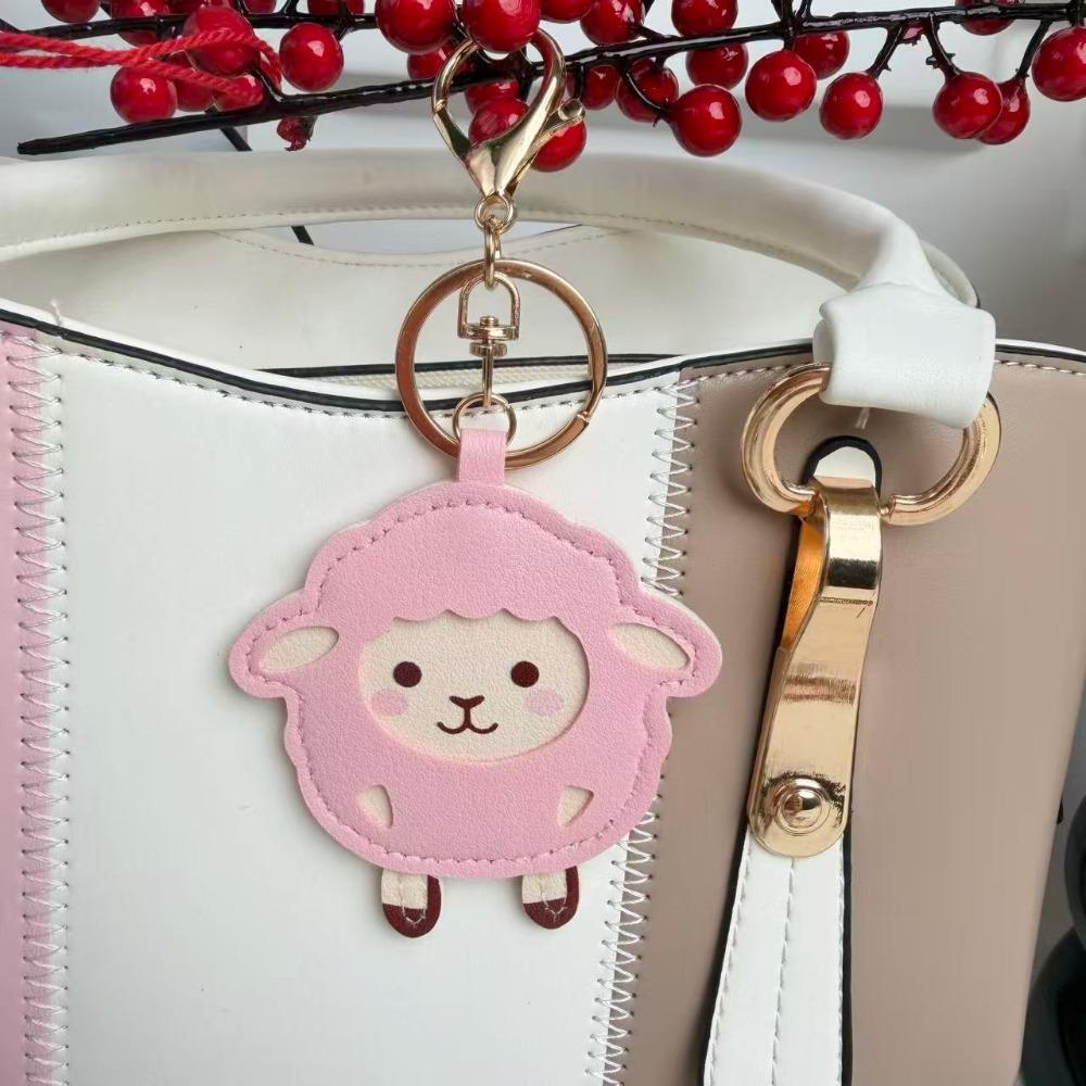 PU Leather Sheep Keychain Lightweight Cartoon Lamb Charm Fun Cute Car Keyring  Party Favor