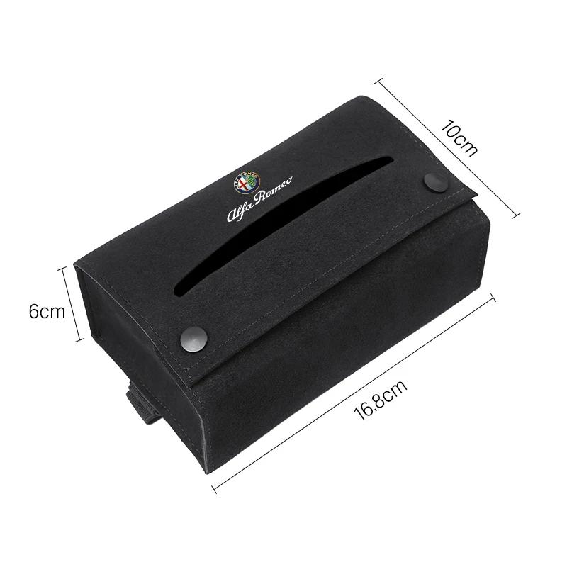 

For Alfa Romeo 2026 Hot Sticker Car Tissue Box Holder Suede Car Armrest Napkin Case Sun Visor Backseat Bag For Alfa Romeo 4C 159