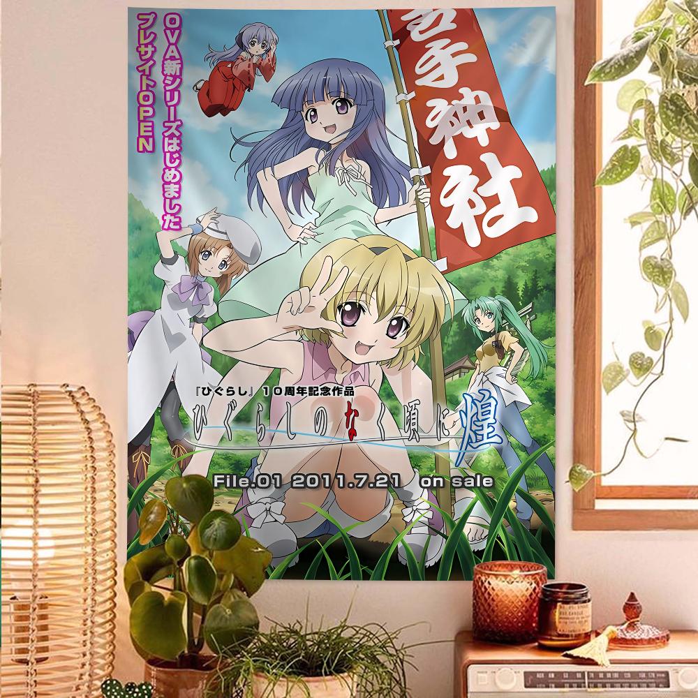Higurashi When They Cry Cartoon Tapestry Art SciFi Living Room Home Decor Wall Hanging for Bedroom Dorm Wall Design