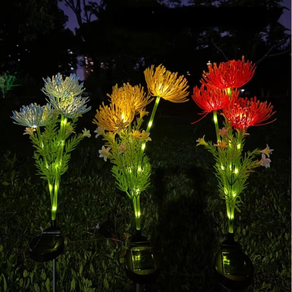 Solar-Gartenleuchten, Solar-Blumenleuchten mit leuchtenden Blumen und Stielen, Solar-LED-Außenleuchte für Gartenwege, Terrassendielen, Hofdekoration