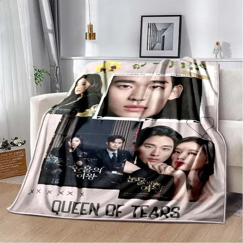 Queen of Tears TV HD Druck Flanelldecke Weicher Plüsch Sofadecke Wohnzimmer Schlafzimmer Warme Decke Moderne Heimdekoration Geschenk