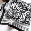 Premium Camellia Scarf Simple Line Shawl Twill Silk Large Square Scarf 91cm Autumn and Winter Travel Sunscreen Headscarf