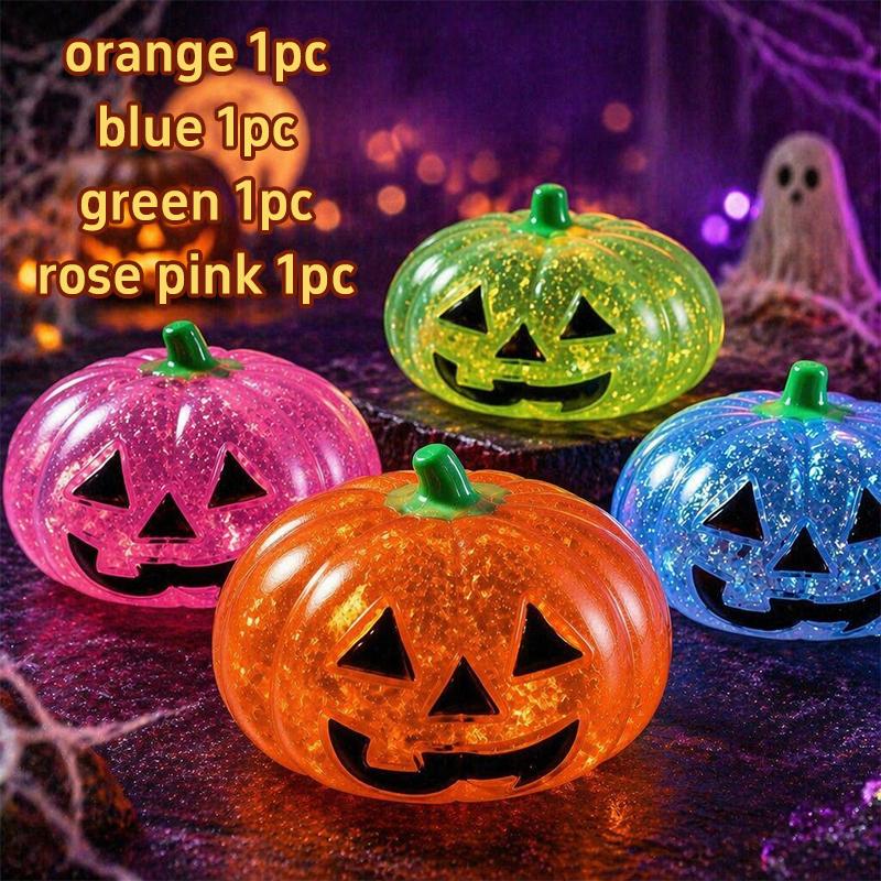 Halloween Glitter Pumpkin Squishy Squeeze Maltose Stress Relief Ball Sparkle Powder Filled Cute Pumpkin Face Halloween Gift
