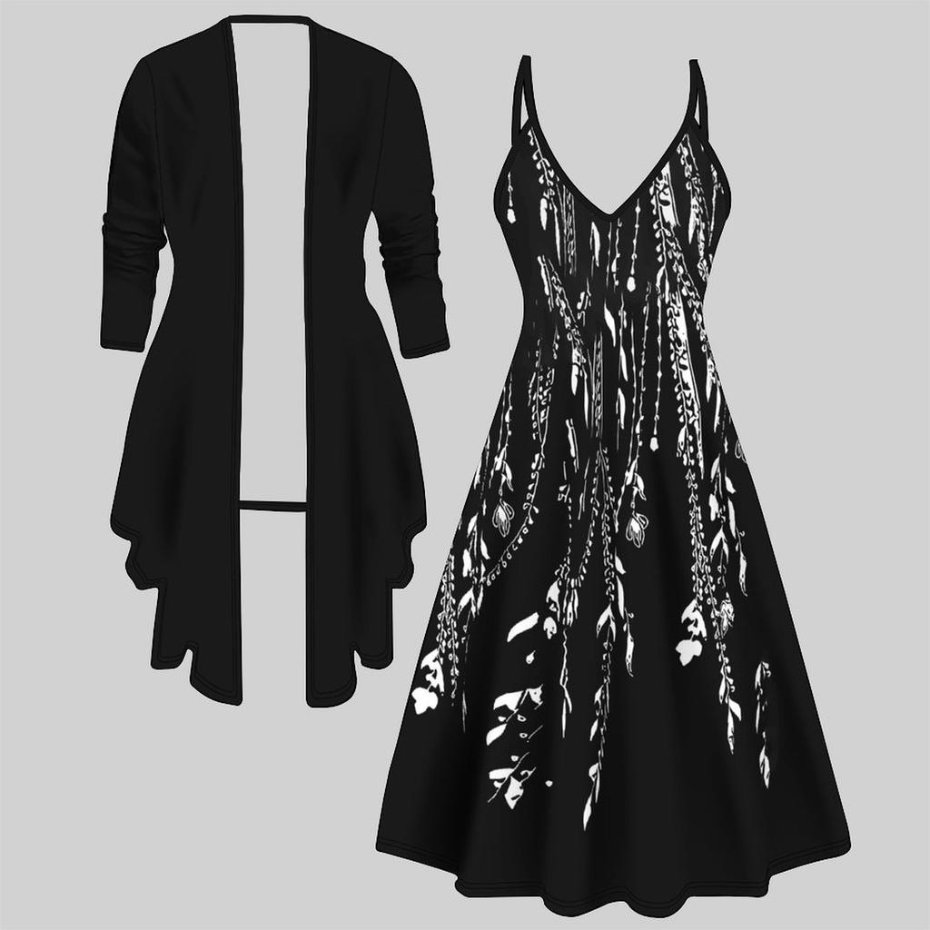 3D Geprint Set Jurkjas, Tweekleurige Combinatie met Eenvoudig Ontwerp Modeprint, geschikt voor Diverse Scènes Mode Stijlen