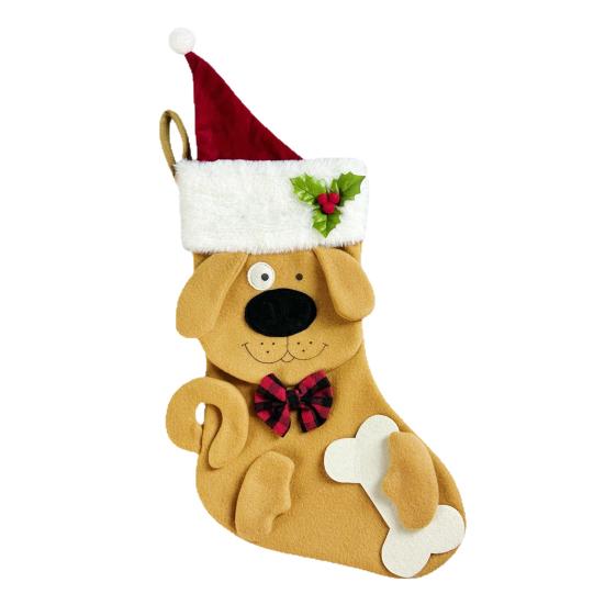 Christmas Stockings Plush Cat Dog Design Santa Claus Xmas Stockings Large Opening Candy Gift Holder Hanging Decor for Tree And Fireplace