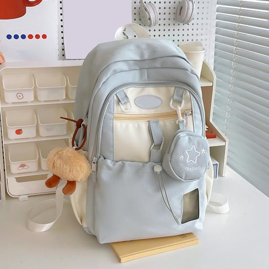 Jenter Ryggsekk Skoleryggsekk med Campus ID-vindu Snøring Frontlomme Skolesekk med Avtakbar Mini-pung for Reise Gate Høyskole