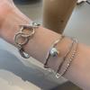 Bracciale Multistrato in Argento Sterling 925 Argento Thai Per Donne Uomini Gioielli Bracciale con Sfere a Cerchio Geometrico