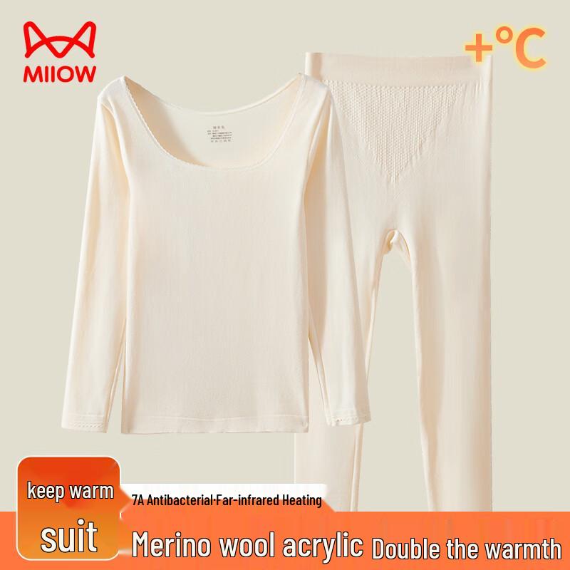 MaoRen Women's Lace Trim Seamless Thermal Underwear Set