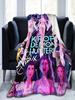 Kpop Demons Huntrix Hunters Flannel Throw Blanket Rumi Mira Joey Creative Bedspread Rug xcm Soft Cozy