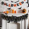 Goth Inspired Halloween Room Ornament Lighted Creepy Vine Garland with LED Lights, Black Faux Twig for Mantle Mysterious Decorative Vines Railing