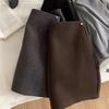 Korean Retro Wool Blend High Waist A-Line Skirt - Anti-Exposure, Hip-Hugging, Slim Fit for Autumn/Winter.