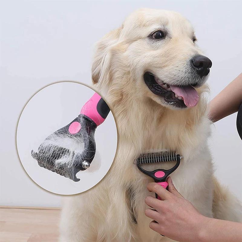 Dog Cat Comb Pet Fur Knot Cutter Grooming Shedding Tools Hair Remover Brusher Double Sided Hairdressing Pet Comb Deshedding Brush Pet Products