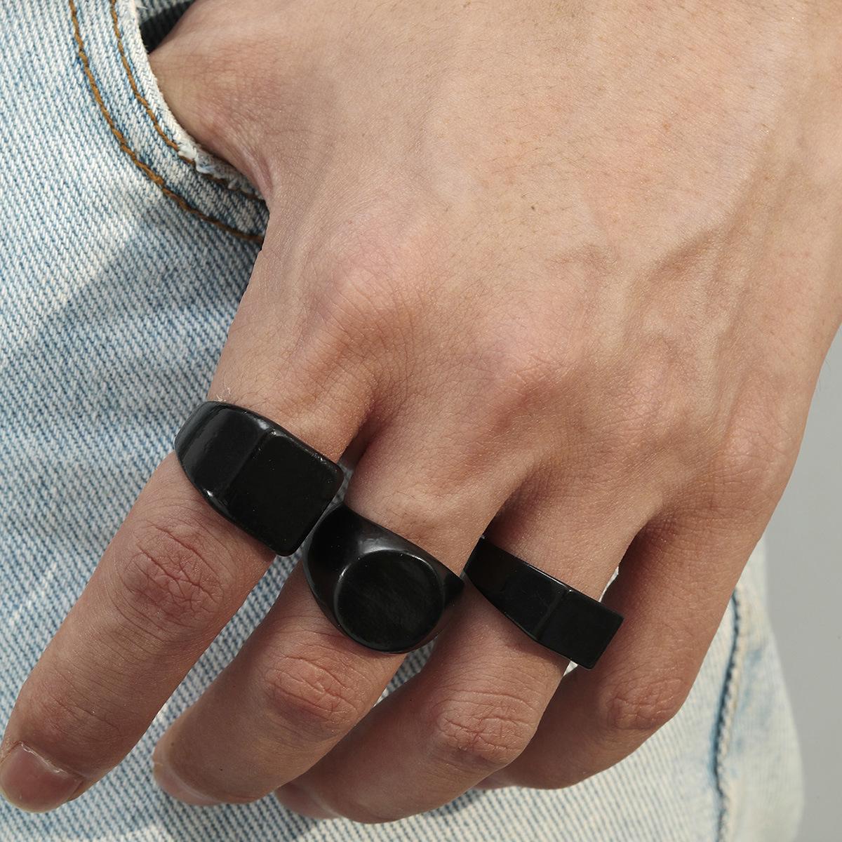 Trendy Geometric Three-Piece Ring Set