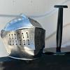 Medieval Engraved Helmet Steel Knight Bascinet Visor Helmet Battle Ready LARP Cosplay Crusader Costume