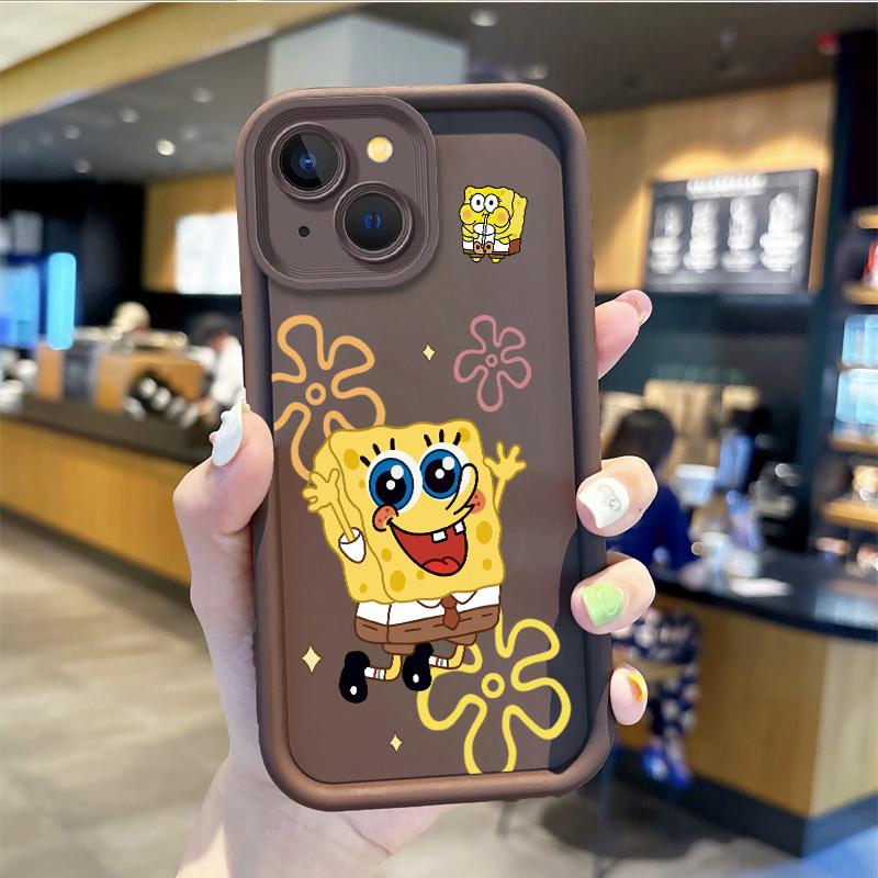 Cartoon SpongeBob Dustproof Phone Case For iPhone 15 14 13 12 11 Pro Max 15 14 8 7 6 Plus X XS Max 8 7 6 Silicone Non-Slip Cover