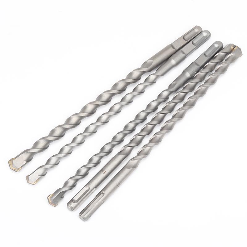 Electric Hammer Drill Bit: Impact, Square Shank (4 Grooves), Round Shank (2 Grooves), Sizes 6, 8, 10, 12, 20*250mm